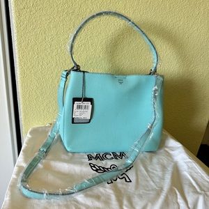 NWT Authentic MCM Leather bag in Tiffany Blue